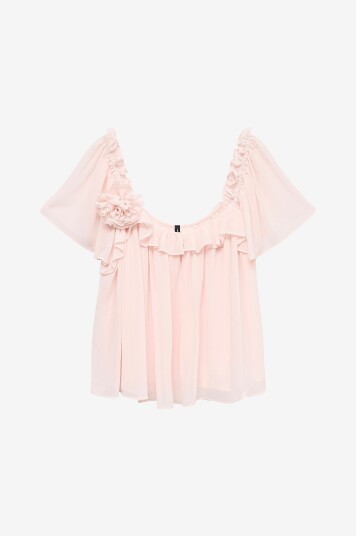 Vero Moda - Bluse vmCille SS Flower Top Wvn Exp - Rosa