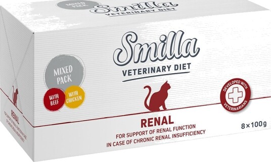 Smilla Veterinary Diet Våtfôr Veterinary Diet Mix Pakke Kidney + Storfekjøtt Kylling 8 X 100 G