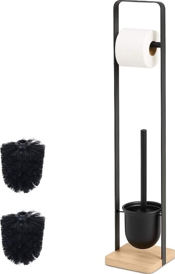 Toalettbørste  og papirholder – bambusbase frittstående design