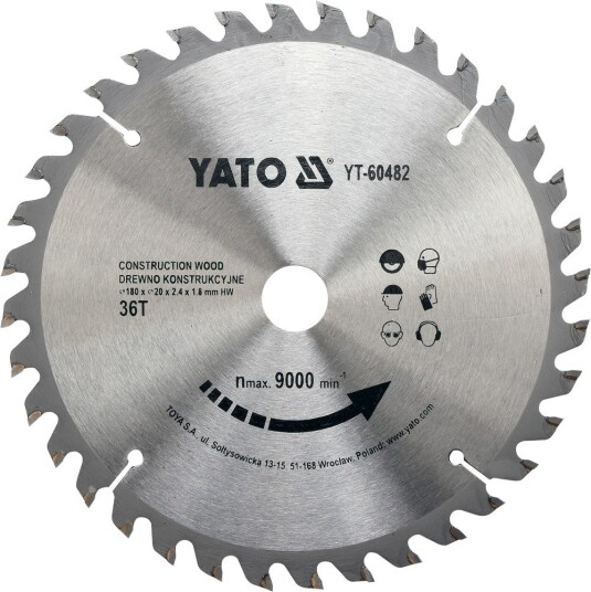 Yato 180mm Mellomleggsskive for Vinkelsliper - 36 Tenner, 20mm Innvendig Diameter