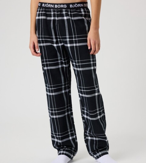 Björn Borg Core Flannel Pyjamabukser for Barn med Justerbar Snøring Svart 122-128