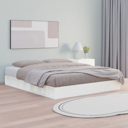 vidaXL Sengeramme hvit 120x200 cm heltre