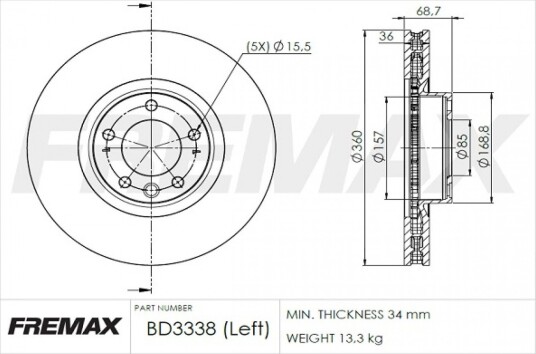 Bremseskive FREMAX BD-3338