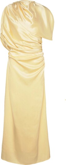 Malina Cassia Draped Fitted Maxi Dress   Yellow   40