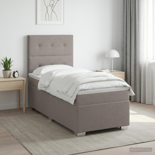 vidaXL Kontinentalseng med madrass Gråbrun 90 x 200 cm Stoff