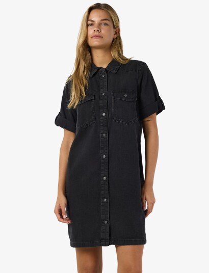 NOISY MAY Nmnew Signe S/S Denim Dress Vi001Bl Noos - Black - S