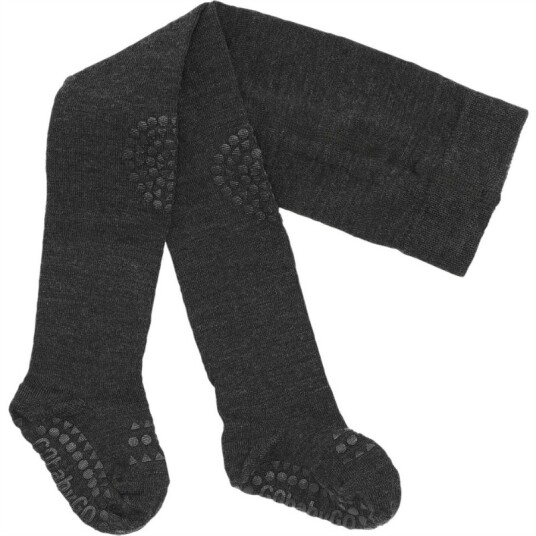 GObabyGO wool crawling tights – dark grey melange   80/86