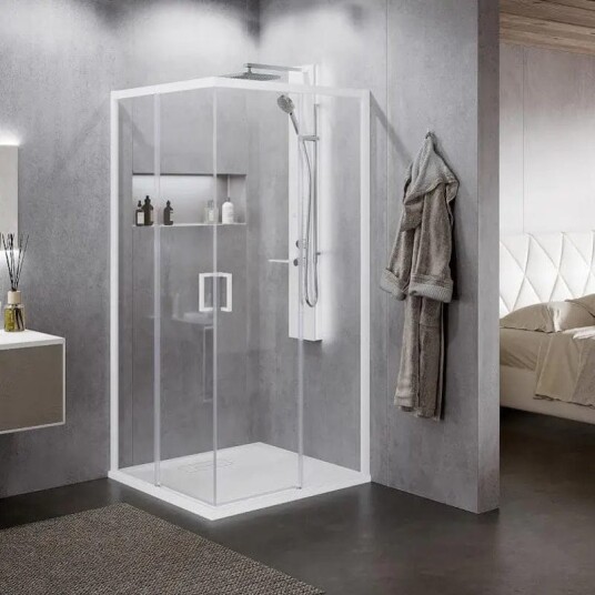 Novellini Zephyros 2.0 AH Skyvedør for Hjørnemontering Krom / 90cm Venstre Hengslet
