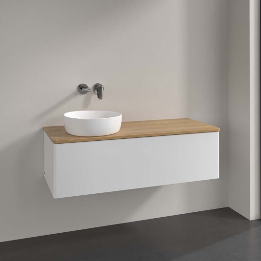 Villeroy & Boch Antao Servantskap med 1 skuff 120x50x36 cm m/lys Hvit Blank/Eik Villeroy & Boch Antao Servantskap med 1 skuff 120x50x36 cm m/lys Hvit Blank/Eik