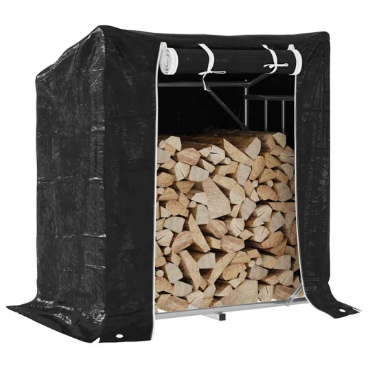 Vedstativ med regntrekk 101x61x110,5 cm galvanisert stål Vedstativ med regntrekk 101x61x110,5 cm galvanisert stål