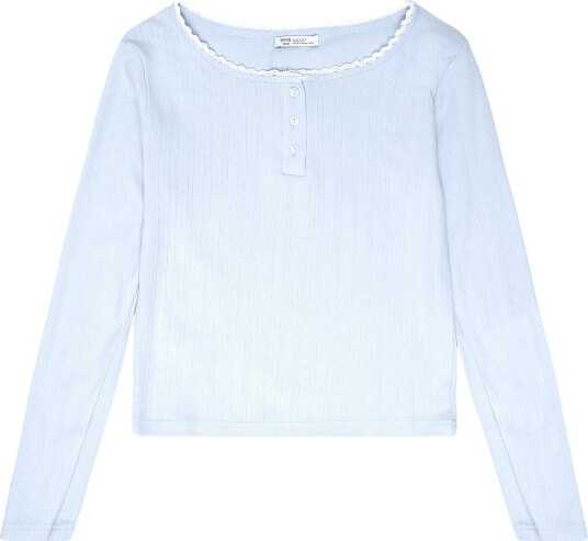 Mango Teen Complete Cotton Pyjamas With Piping   TURQUOISE   AQUA   XS/S