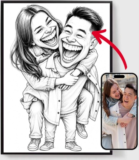 Personalisert Plakat   Blyanttegnet Karikatur   AI Plakat
