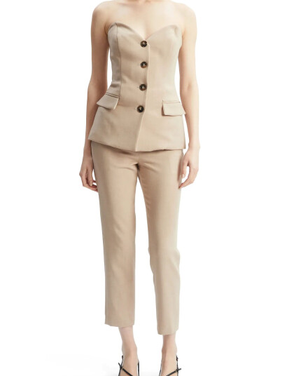 Bardot Kylian Button Front Top - Beige - 36 Bardot Kylian Button Front Top - Beige - 36