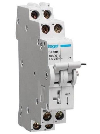 Hager Auxiliary contact for rccb 2(1c+1o) 6a 240vac (3250611860013)