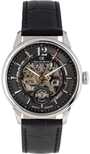 Carl von Zeyten Herreklokke CVZ0080BKS Schramberg Sort/Lær Ø43 mm Carl von Zeyten Herreklokke CVZ0080BKS Schramberg Sort/Lær Ø43 mm