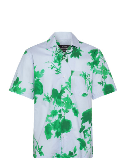 Mads Nørgaard Organic Cotton Poplin Kenji Aop Shirt Ss - Blue - L