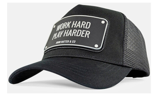 John Hatter Work Hard Play Harder Black Onesize Capser