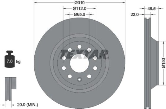 TEXTAR 92140700 Bremseskive TEXTAR 92140700 Bremseskive