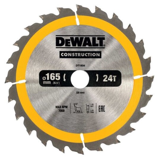 Dewalt DT1934-QZ Sirkelsagklinge 165 x 20 mm, 24T
