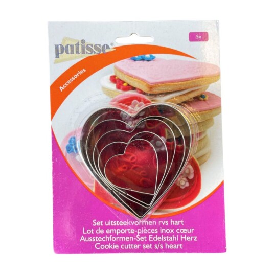 Patisse Pepperkakeformer Hjerte Sett/5 Patisse Pepperkakeformer Hjerte Sett/5