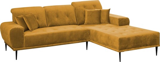 Rapale 3 seters Sofa med Divan Høyre med Puter   Fløyel/Gul
