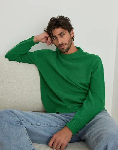 Selected Homme Slhreuben Ls Knit Relaxed Crew Neck Strikkegensere Grønn