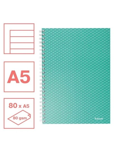 Esselte Colour"Breeze A5 Notebook lined wirebound Green