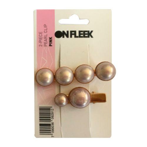 OnFleek, 2-Piece Pearl Clip Pink