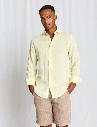 Bruun & Stengade Bs Tahaka Casual Modern Fit Shirt   Yellow   XXL