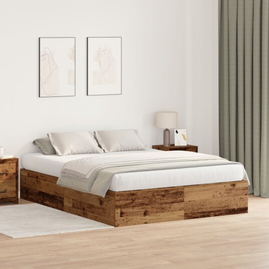 Oppbevarings Sengramme i Gammel Tre 140x190 cm 3335435