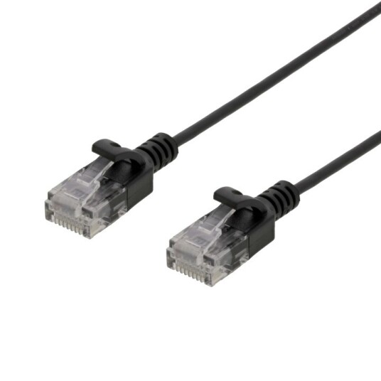 DELTACO Ultra Slim U/UTP Cat.6 patchkabel 2.6mm 0,5m svart