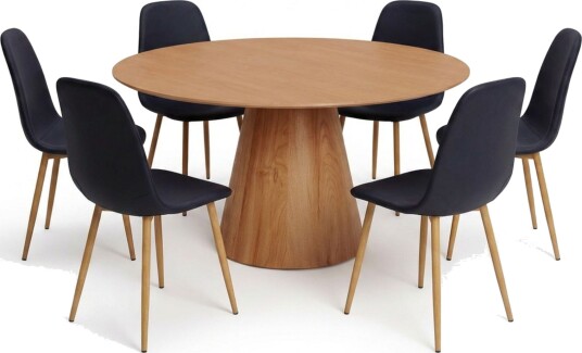 Siena spisegruppe rund 150 cm eik med 6 Nibe spisestoler - Eik