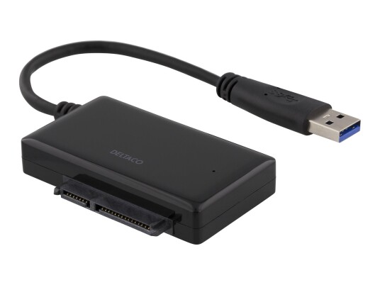 Deltaco USB-A til SATA 6 Gb/s Adapter for 2,5" Harddisker - Svart Deltaco USB-A til SATA 6 Gb/s Adapter for 2,5" Harddisker - Svart