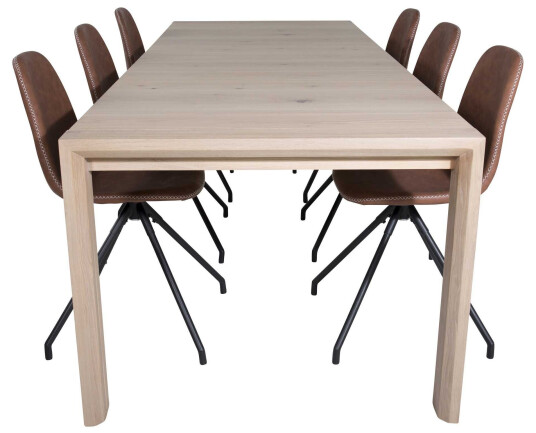 Venture Design Slider & Polar spisegruppe Natur/brun 6 st stoler & bord 170 x 95 cm