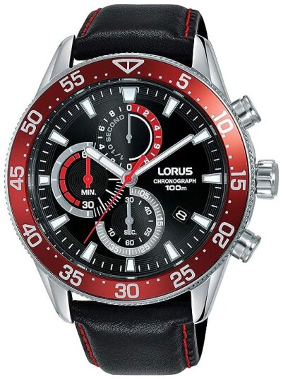 Lorus Herreklokke RM345FX9 Sports Sort/Lær Ø43 mm
