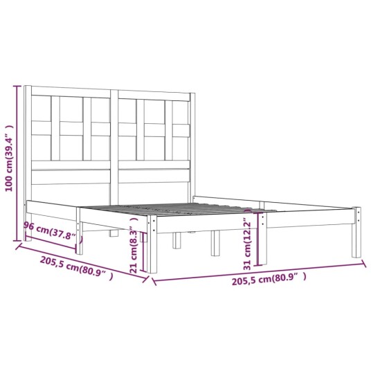 vidaXL Sengeramme honningbrun heltre furu 200x200 cm