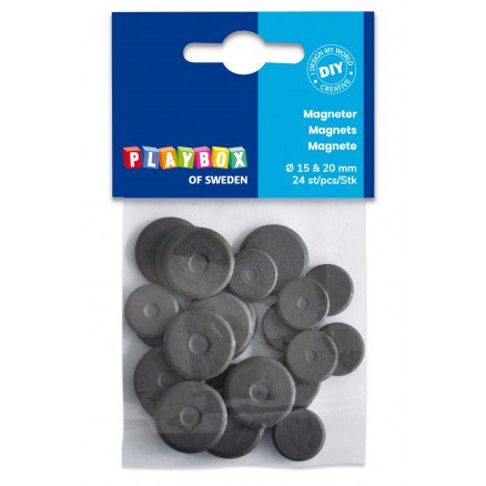 Playbox magneter Mørkegrå Ø15 20mm 24 stk