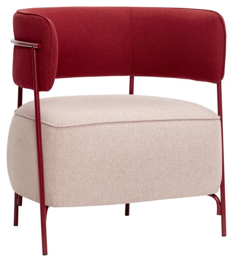Hübsch Cherry Loungestol, polyester/metall, lyserød/rød Unoliving