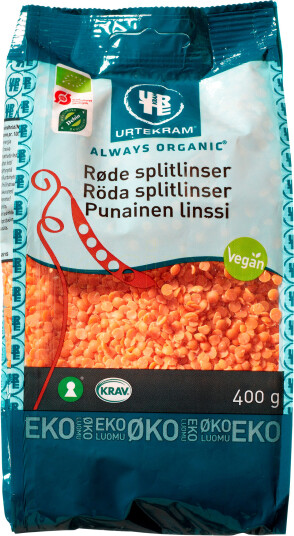 Urtekram Røde Splitlinser Ø 400g