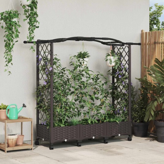 vidaXL Hevet seng med espalier og hjul Brun 169 x 40 x 129 cm PP