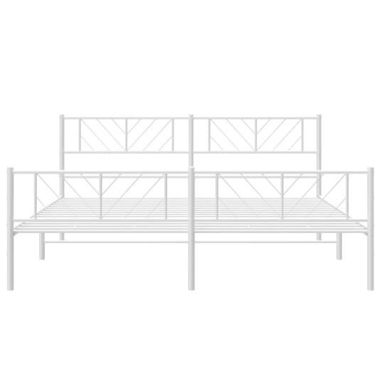 vidaXL Sengeramme i metall med hode- og fotgavl hvit 180x200 cm 8721012190290