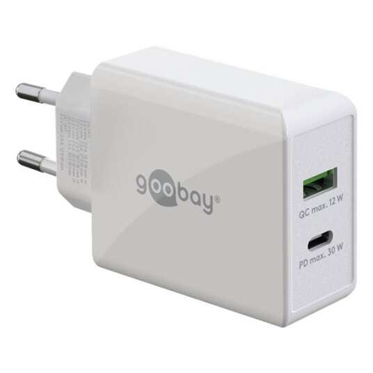 Goobay USB-Lader 1xUSB 1xUSB-C PD 30W - Hvit