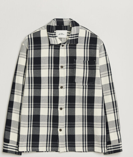 Les Deux Structured Check Overshirt Dark Navy