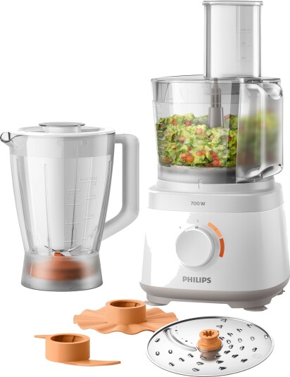 Philips Daily Collection HR7320 Kompakt Foodprosessor 700W 2.1L med Tilbehør Hvit Philips Daily Collection HR7320 Kompakt Foodprosessor 700W 2.1L med Tilbehør Hvit