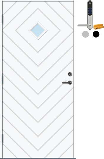 Ytterdør Bygg1 Kvitfjell med Yale Entrus BxH: 90x210 cm - Venstre, NCS S-0500-N, Klassisk Hvit, Yale Sølv Ytterdør Bygg1 Kvitfjell med Yale Entrus BxH: 90x210 cm - Venstre, NCS S-0500-N, Klassisk Hvit, Yale Sølv