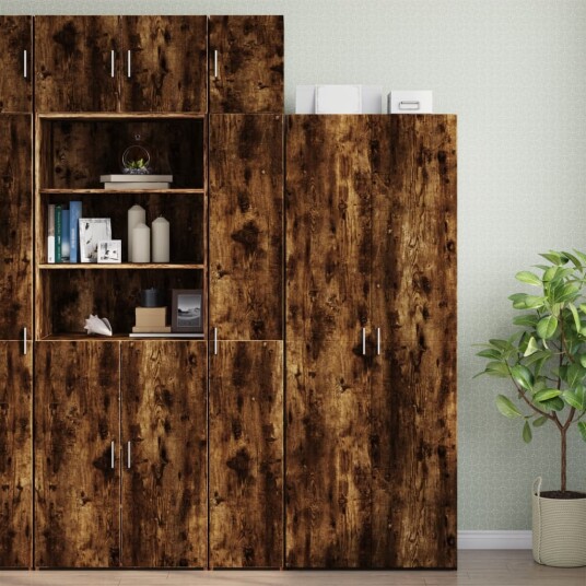 Smalt oppbevaringsskap røkt eik 30x42,5x225 cm konstruert tre