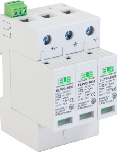 Els Elektrotechnika Overspenningsvern Type 2 4P 20/40kA For Solcelleanlegg 1000/1200V Els Elektrotechnika Overspenningsvern Type 2 4P 20/40kA For Solcelleanlegg 1000/1200V