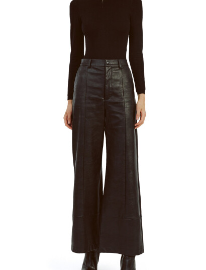 Bardot Marlowe Pu Wide Leg Pant   Black   40
