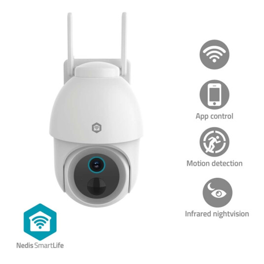 Nedis SmartLife 3MP Utendørs Kamera med Nattsyn og IP65 Hvit