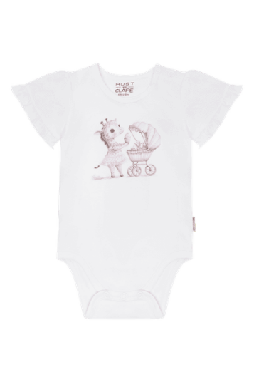 Hust & Claire Britt Giraffe kortermet body til baby   white   86